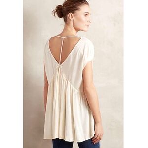 Anthropologie Anama T Back Swing Babydoll T-shirt Tunic Vanilla Cream NWOT S